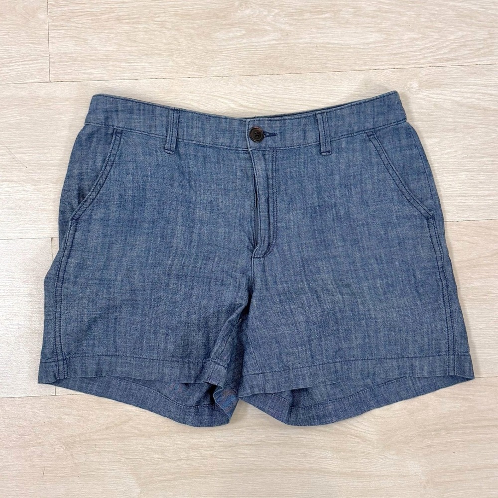 A‎ New Day Women's Classic Preppy Blue Chambray Chino Shorts Size 4 Pockets